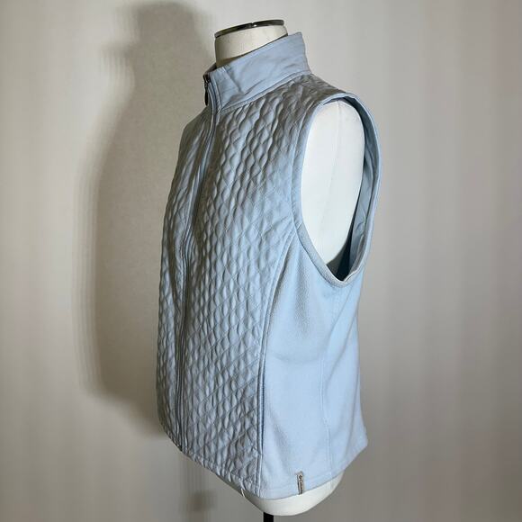 Columbia Light Blue Diamond Quilted/Fleece Vest Full Zip Ski Womens Size Large L - Picture 4 of 12
